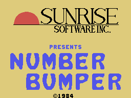 Number Bumper title screen for Colecovision